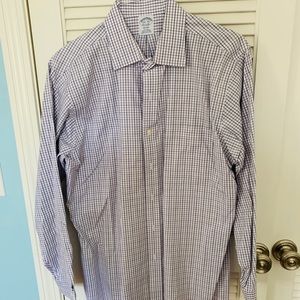 Mens Thin Purple White Check Button Down